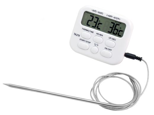 Цифровий термометр з таймером та сигналізатором з виносним датчиком до 300 градусів (нержавійка)